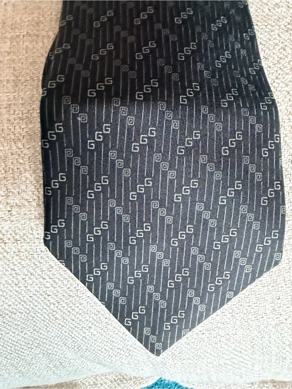 Gucci Black Monogram Men's Tie Authentic